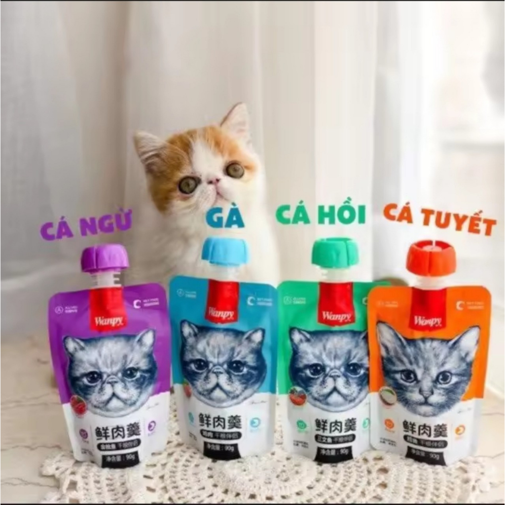 Súp thưởng wanpy nắp vặn cho mèo gói 90g