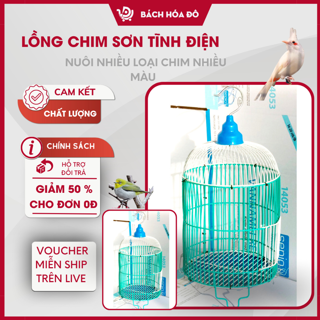 combo 5 lồng Lồng nhúng nhựa Nuôi Chim Hút mật,ốc mít,Chim Sâu,Khuyên ,Lồng Tròn Màu kẽm nhúng nựa Nuôi Nhiều Loại Chim