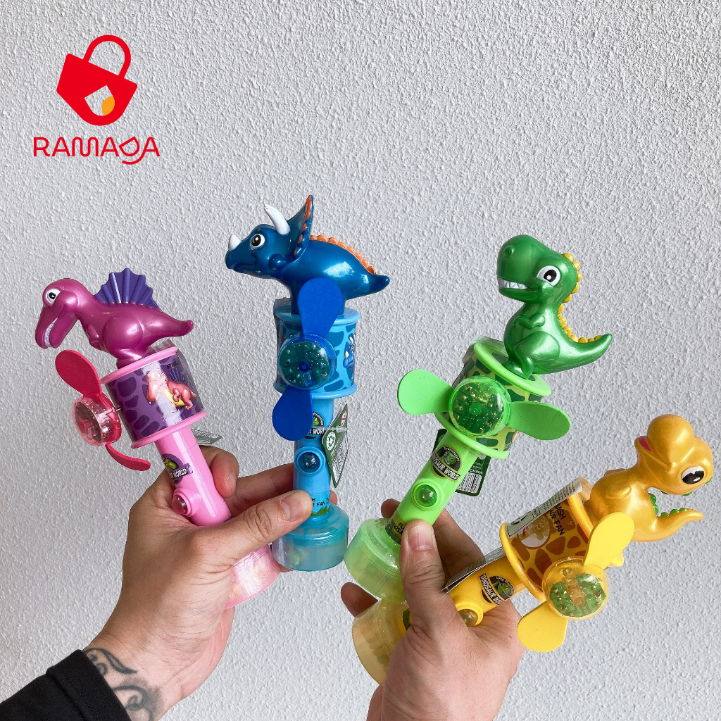 Kẹo đồ chơi khủng long có quạt và đèn Juqi dành cho bé