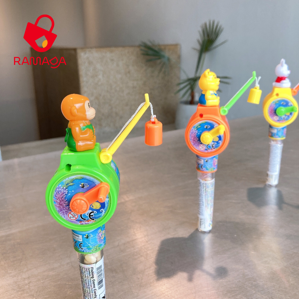Ramada - Đồ chơi có kẹo câu cá Juqi dành cho bé, khỉ, thỏ, gấu câu cá