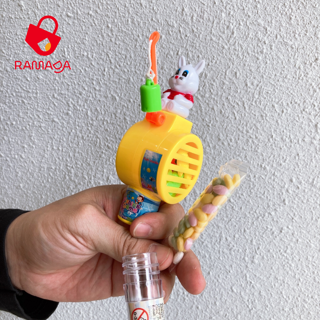 Ramada - Đồ chơi có kẹo câu cá Juqi dành cho bé, khỉ, thỏ, gấu câu cá