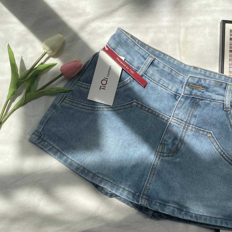 Chân Váy Jean Dáng Ngắn Có Lót Quần Y2k Tiqi Jeans V- 492