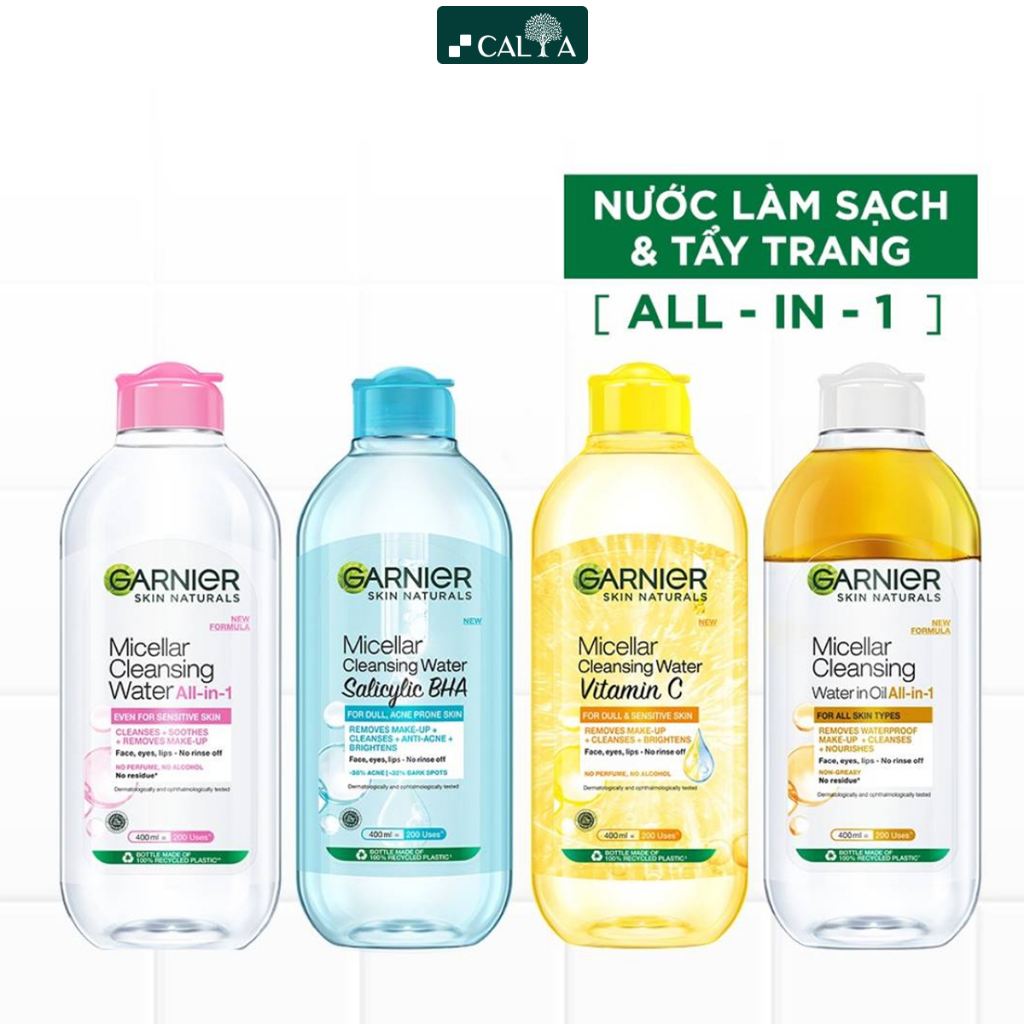 Nước Tẩy Trang Garnier Nắp Trắng Có Lớp Dầu Cho Da Khô, Trang Điểm - Garnier Micellar Water Oil-Infused 50ml/125ml/400ml