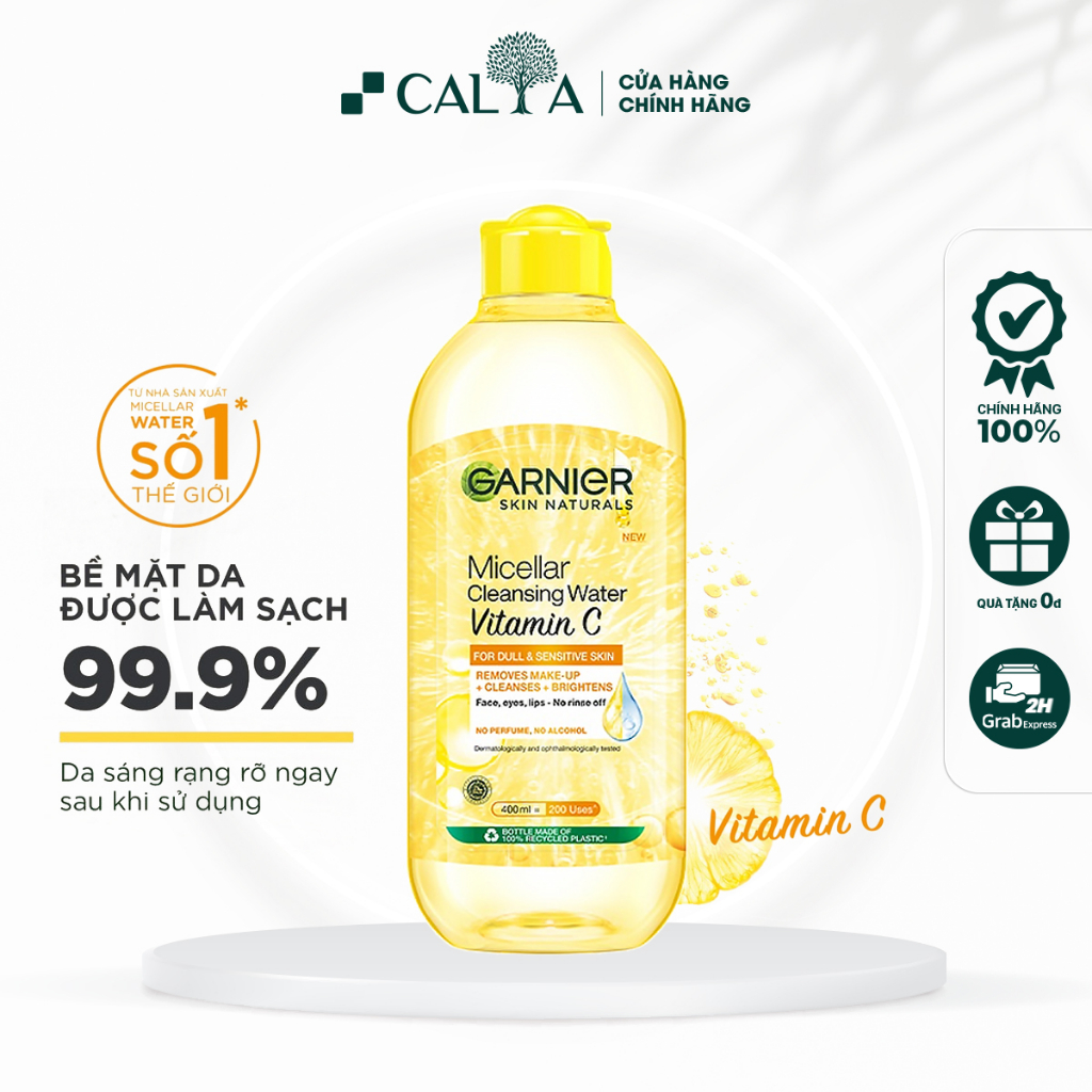 Nước Tẩy Trang Garnier Nắp Vàng Làm Sạch Sâu, Dưỡng Sáng Da - Garnier Micellar Water Vitamin C 50ml/125ml/400ml