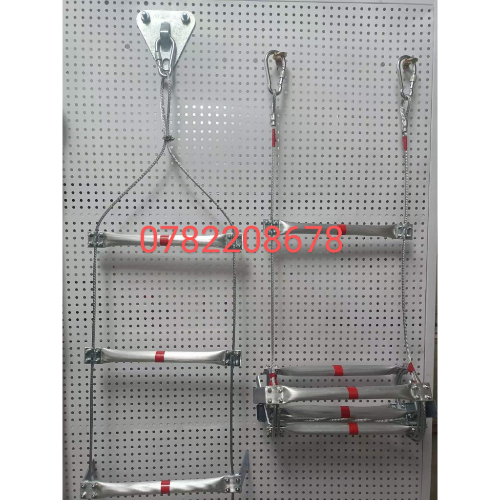 Thang dây thoát hiểm bậc nhôm dây cáp thép chống cháy, thang dây cứu sinh chiều dài