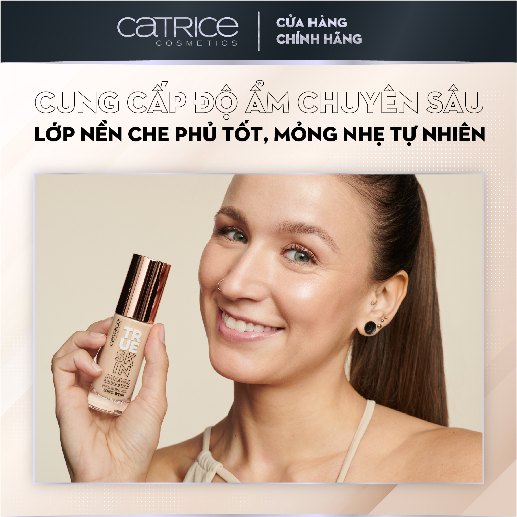 Kem nền True Skin Catrice Hydrating Foundation cấp ẩm và che khuyết điểm tối ưu 30ml