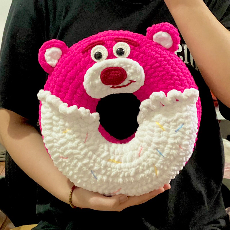 Bánh Donut Dâu vừa ra lò🍩🍓Gấu Dâu Lotso - Sản phẩm Handmade bằng len