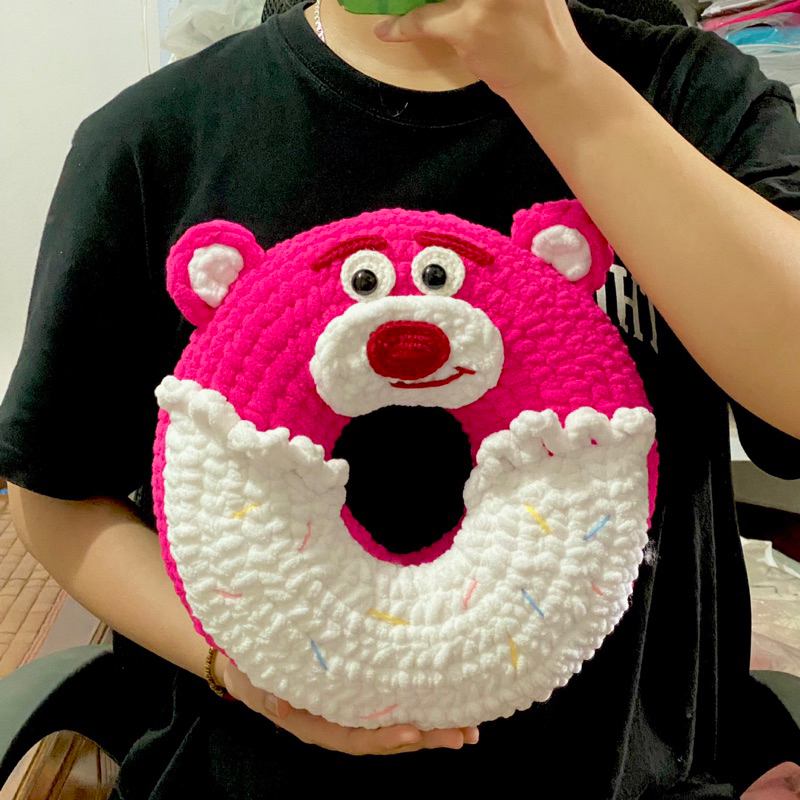 Bánh Donut Dâu vừa ra lò🍩🍓Gấu Dâu Lotso - Sản phẩm Handmade bằng len