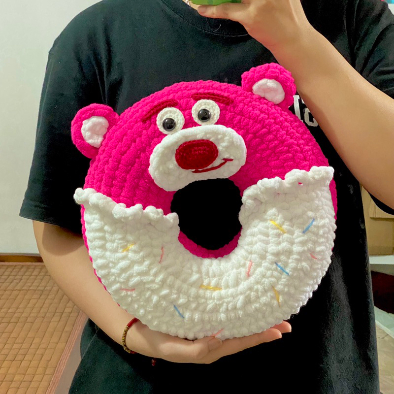 Bánh Donut Dâu vừa ra lò🍩🍓Gấu Dâu Lotso - Sản phẩm Handmade bằng len