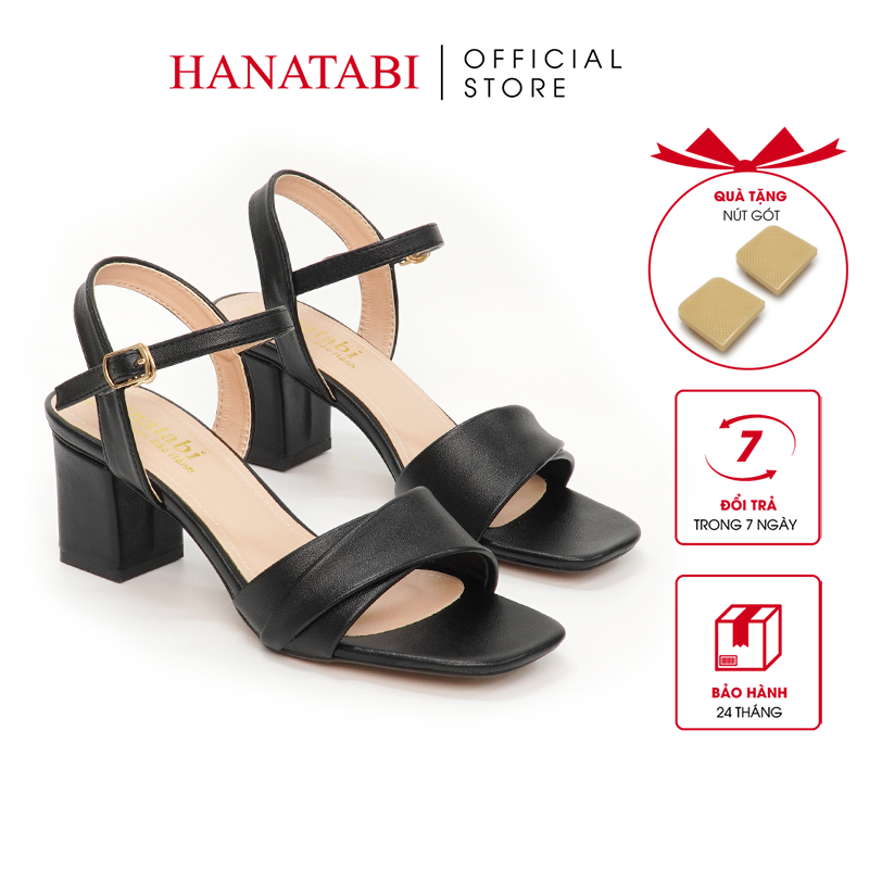 Sandal Nữ Hanatabi Quai Ngang 2 Xếp Mũi Vuông Gót Cao 5cm Hậu C Mã HNSDG5F864