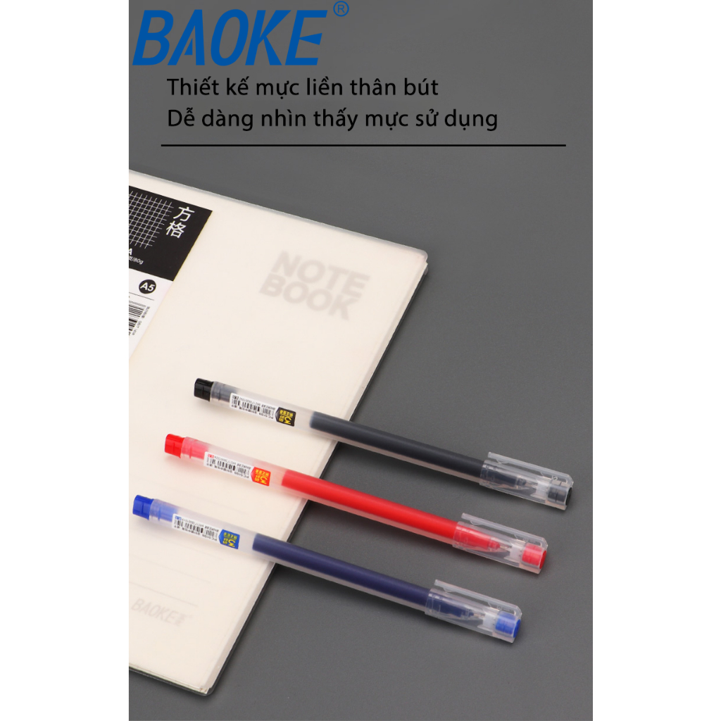 Bút bi nước  Baoke PC5198 - ngòi 0.5mm, thân hình tam giác,mực liền thân, nhỏ gọn, dễ cầm