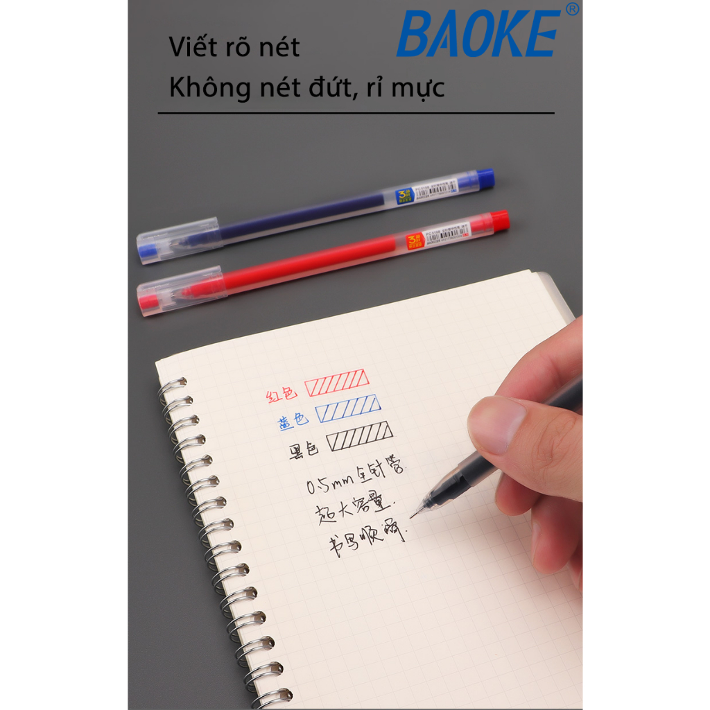 Bút bi nước  Baoke PC5198 - ngòi 0.5mm, thân hình tam giác,mực liền thân, nhỏ gọn, dễ cầm