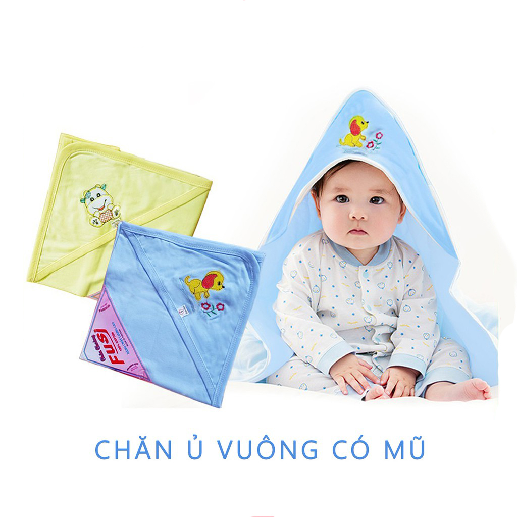 Chăn hè sơ sinh có mũ Fusi hình thú cho bé, Ủ và choàng sau khi tắm, Giữ ấm - 2X MART