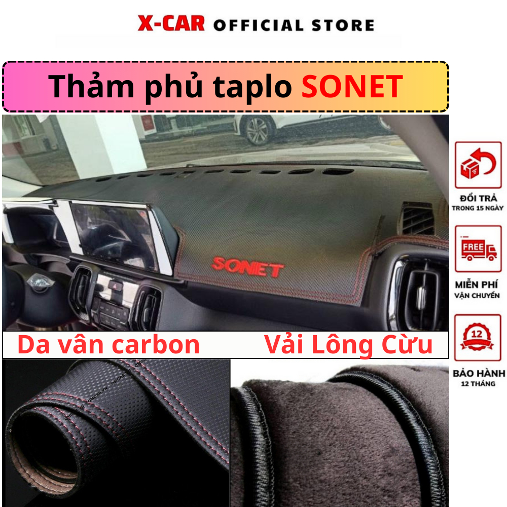 Thảm phủ taplo xe Kia Sonet 2021-2023 cao cấp chống nắng