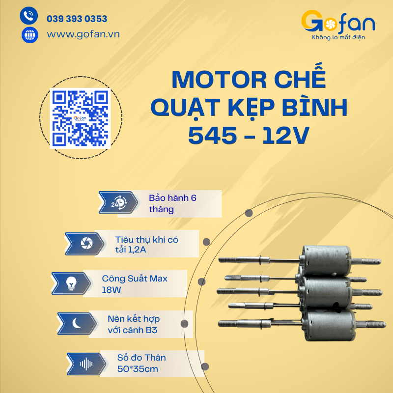 Mô tơ 12V -motor 545 chế quạt kẹp bình chạy acquy 12v DC moteur - phụ tùng động cơ 12V-hàng có sẵn