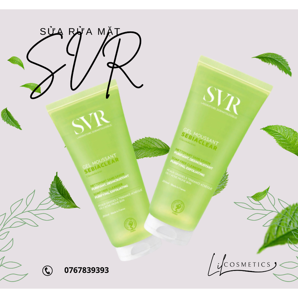 Sữa Rửa Mặt Dịu Nhẹ, Loại Bỏ Tế Bào Da Chết SVR Sebiaclear Gel Moussant 400ml Hàng chuẩn Pháp LIL COSMETICS