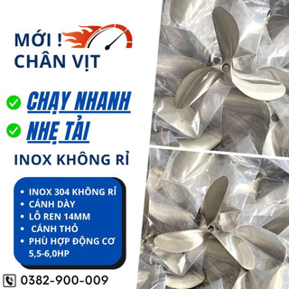 Chân vịt inox 3 cánh, 6.5hp, cánh thỏ, lỗ ren 16mm, ngọc du, chân vịt chạy thuyền, thuyền nhôm ngọc du, honda ngọc du
