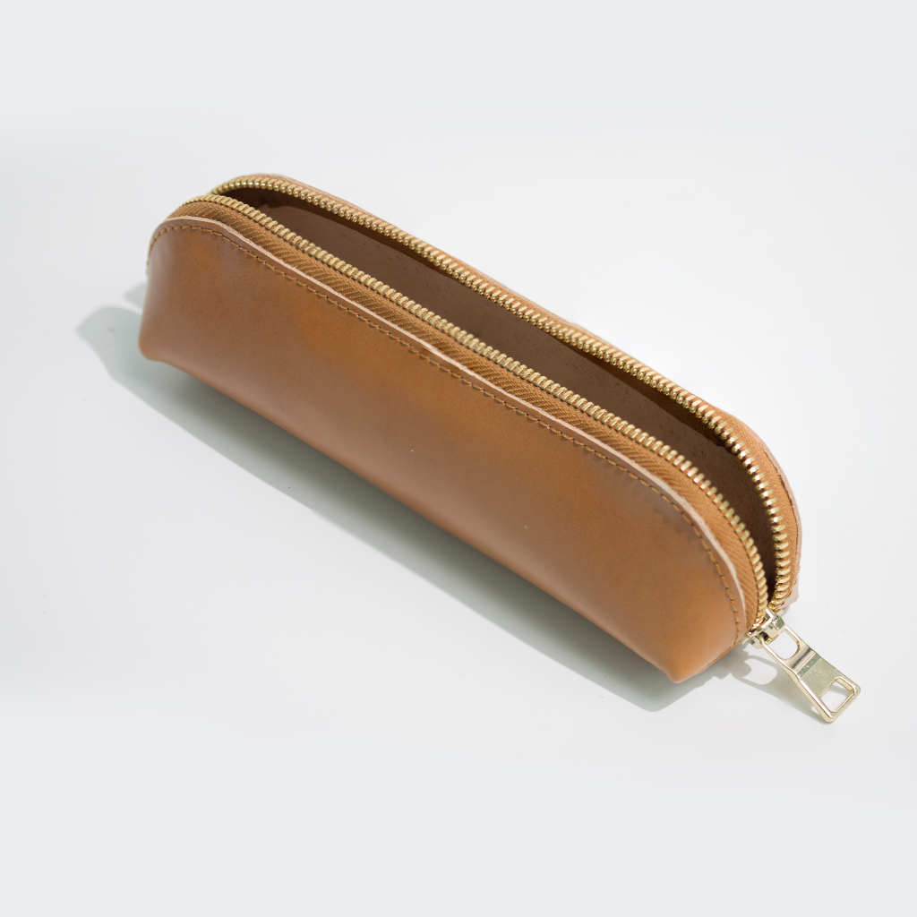 Hộp đựng bút da bò cao cấp P126, 100% da bò thật, có khóa kéo, bảo hành 12 tháng