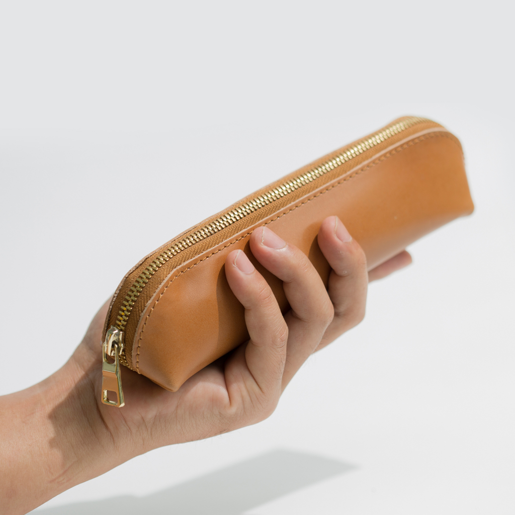 Hộp đựng bút da bò cao cấp P126, 100% da bò thật, có khóa kéo, bảo hành 12 tháng