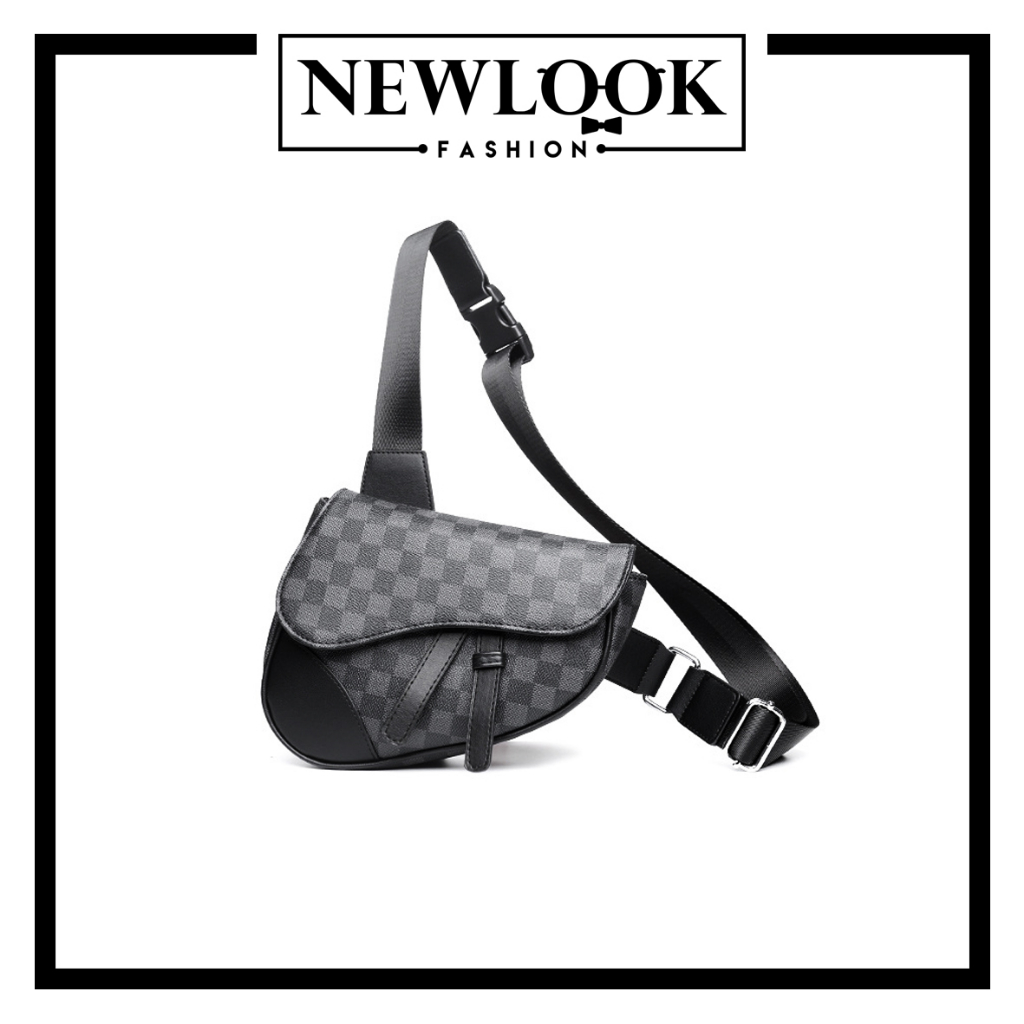 ★ TÚI ĐEO CHÉO YÊN NGỰA DA PU CARO CÁ TÍNH NAM NỮ UNISEX ( 25 x 16 x 6cm )
