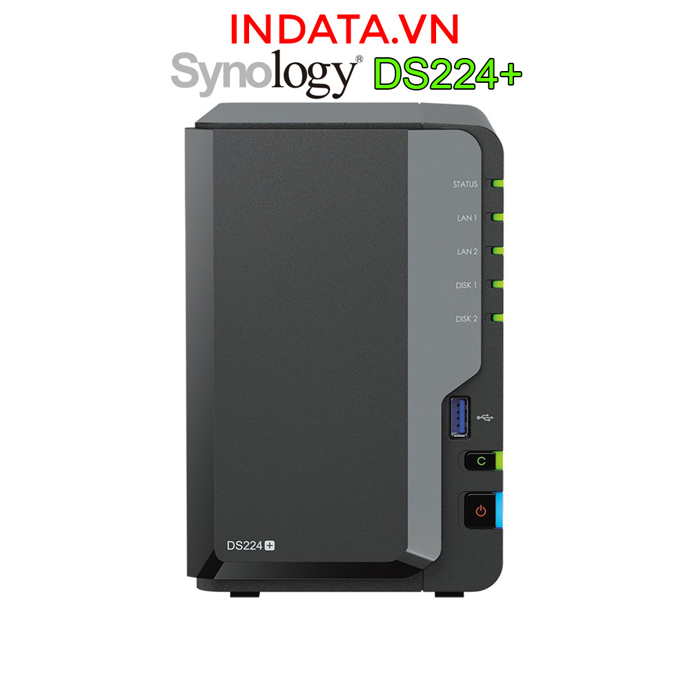 Ổ cứng mạng NAS Synology DiskStation DS224+ CPU Intel J4125 4-core 2.0GHz, RAM 2GB, LAN 2x 1GbE, 2 khay ổ cứng