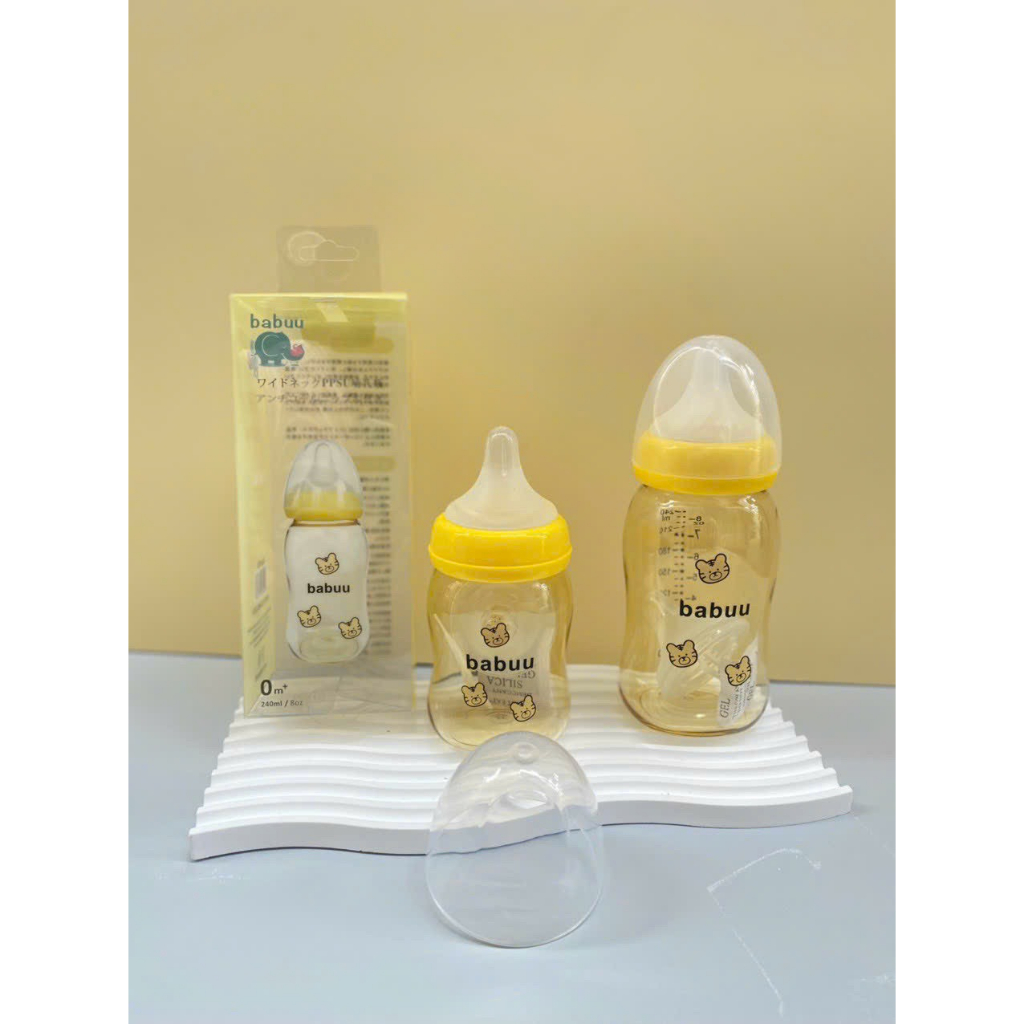 (Tặng Ty) Bình sữa PPSU cổ rộng nghiêng Babuu Nhật Bản dung tích 160ml, 240ml