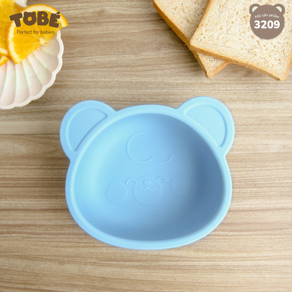 Bát ăn dặm Happy Bear Tobe chất liệu silicon y tế an toàn cho bé lunakidsbaby