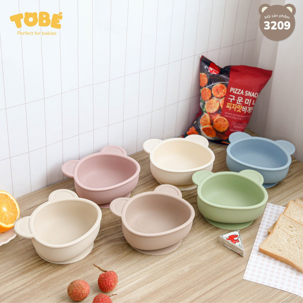 Bát ăn dặm Happy Bear Tobe chất liệu silicon y tế an toàn cho bé lunakidsbaby