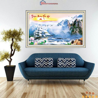 Tranh đính đá - tranh thêu chữ thập thuận buồm xuôi gió