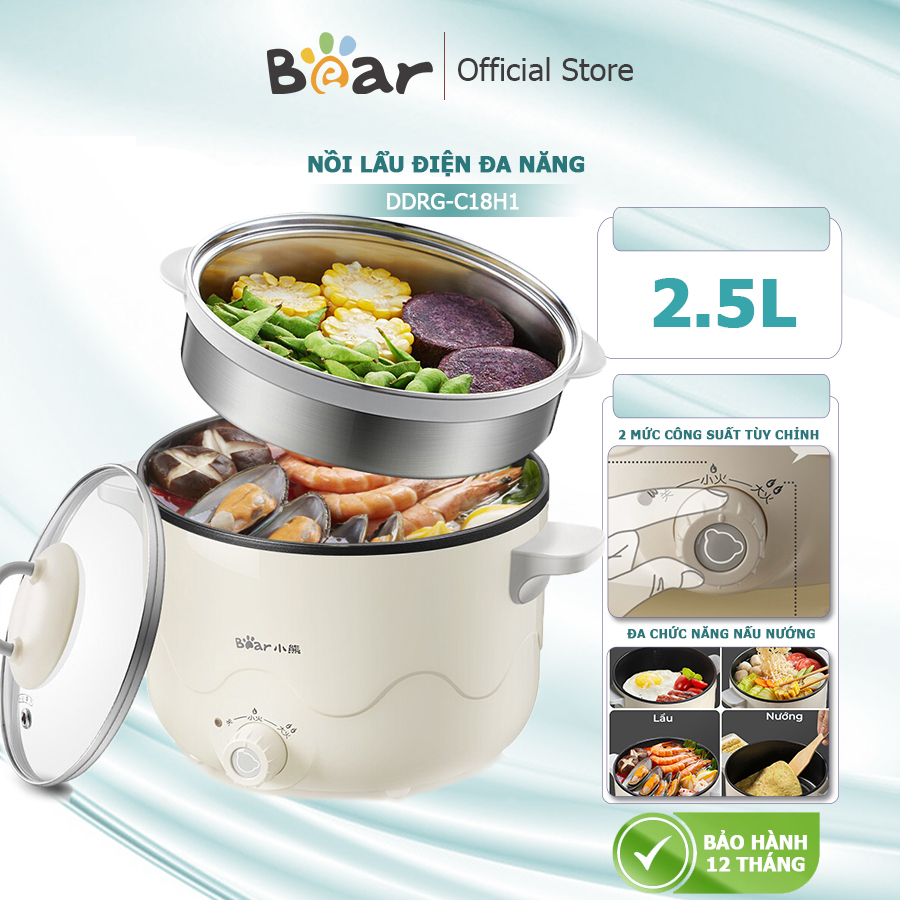 bếp điện đa năng dung tích 2.5L, công suất lớn 400w - 800w