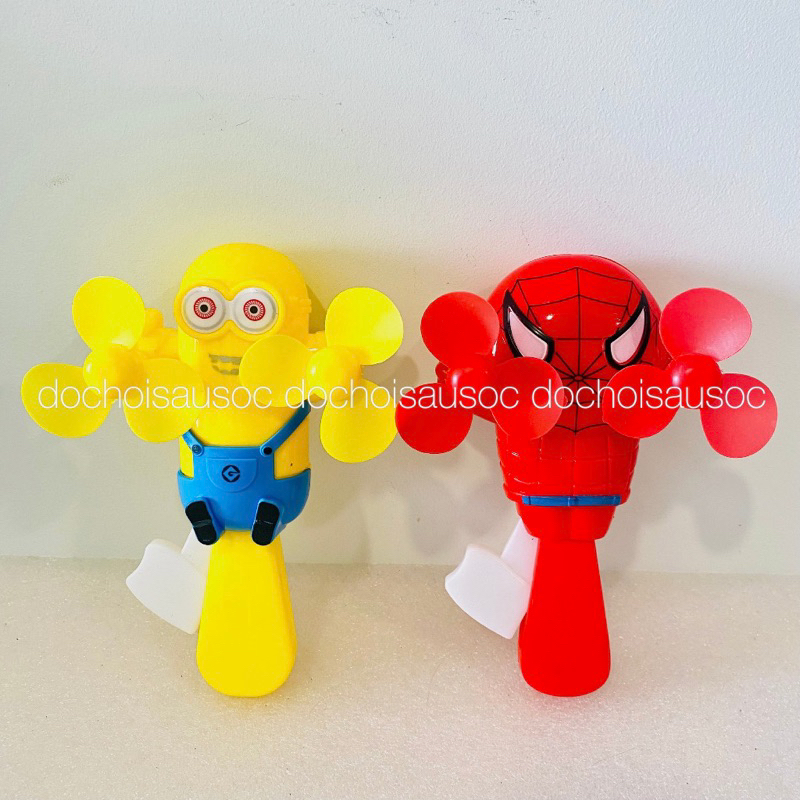 Quạt bóp tay mini hoạt hình doremon, công chúa, ngựa pony, spider man, poli, kitty, minion cho bé cầm tay