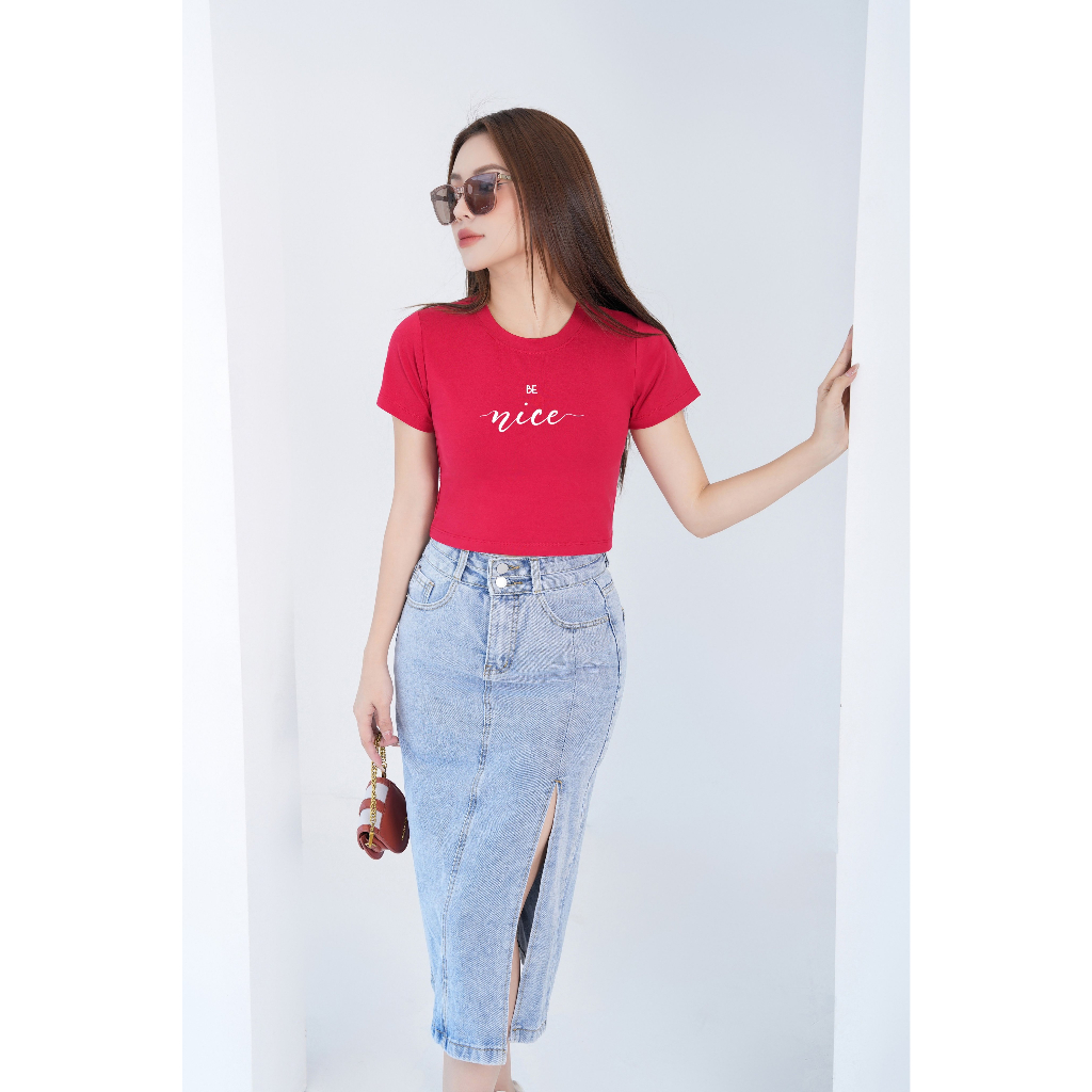 Áo croptop ôm nữ in chữ - Áo croptop kiểu thời trang LOZA G0072