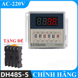 Công tắc hẹn giờ rơ le thời gian dh48s-s ls-electric tặng kèm đế hàng chính hãng cong tac hen gio o cam hen gio