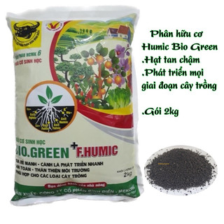 Gói 2kg Phân Bón Humic Viên Tan Chậm Hữu Cơ Sinh Học Bio Green + Fulvic.Hạ Phèn, Hiệu Đầu Trâu