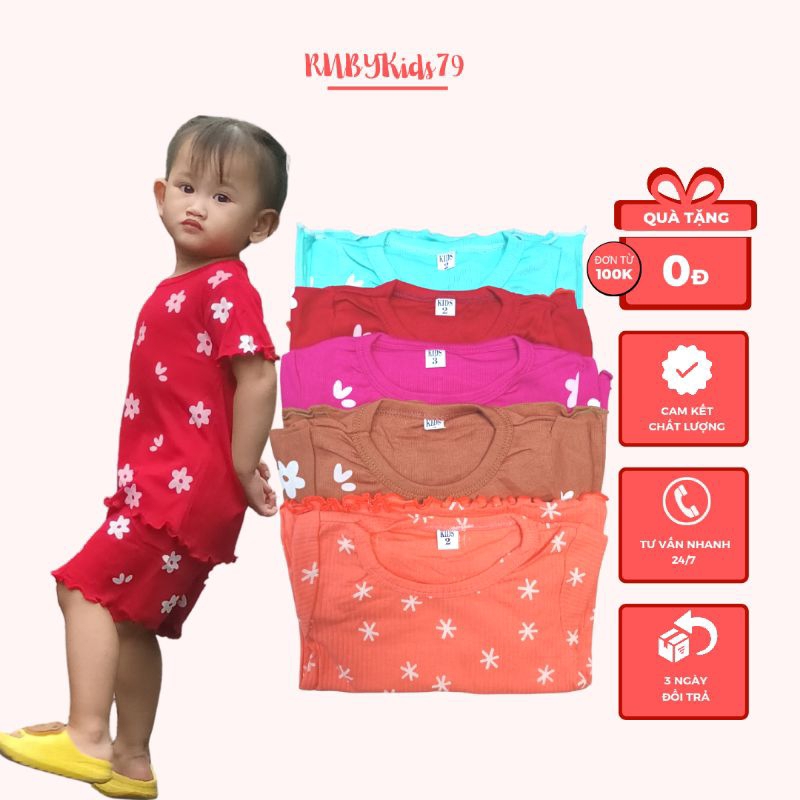 Bộ cộc tay bé gái chất vải cotton họa tiết dễ thương thoáng mát mùa hè - rubykids79