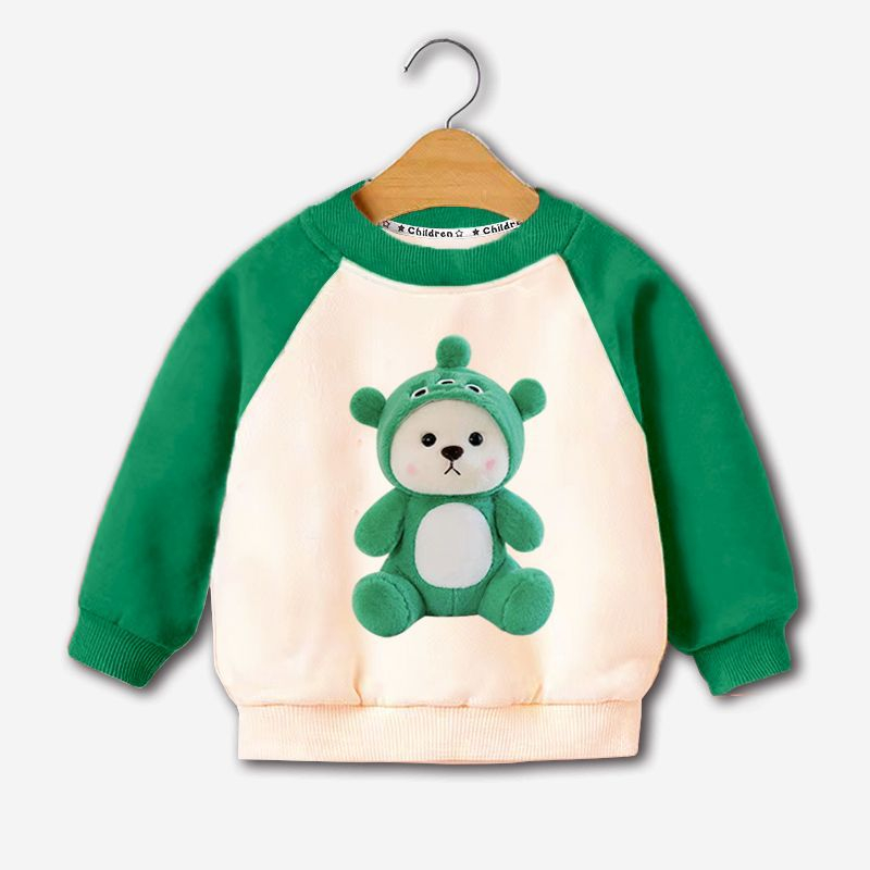 Áo nỉ thu đông phối tay in hình 5D chất da cá đẹp cho bé trai bé gái