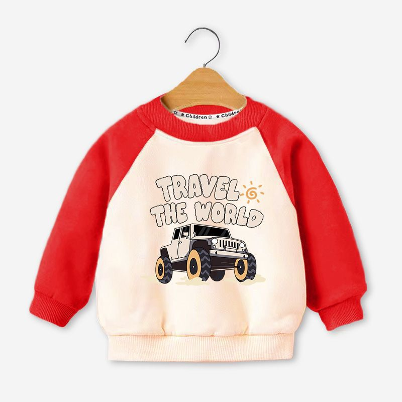 Áo thu đông  dài tay chất da cá đẹp hình oto cho bé