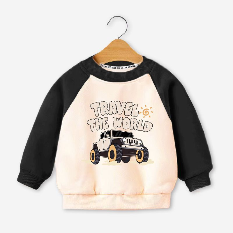 Áo thu đông  dài tay chất da cá đẹp hình oto cho bé