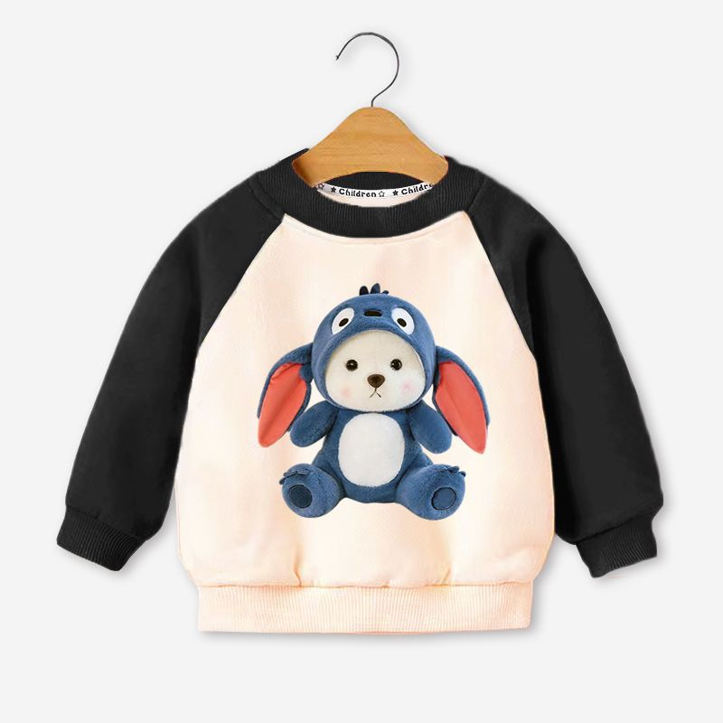 Áo nỉ thu đông phối tay in hình 5D chất da cá đẹp cho bé trai bé gái