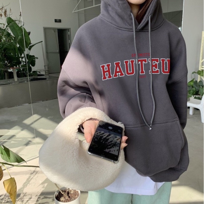 Áo Khoác HOODIE nỉ bông mũ to 2 lớp Unisex form rộng HAUTEUR dày dăn