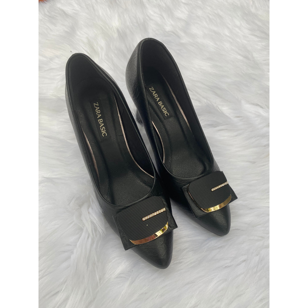 Giày cao gót công sở nữ mũi nhọn đế vuông 3-5-7 phân