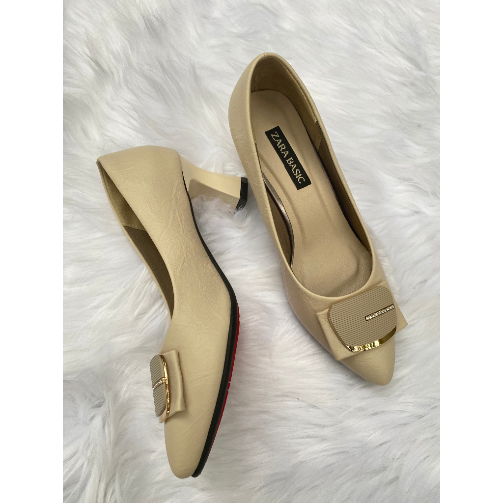 Giày cao gót công sở nữ mũi nhọn đế vuông 3-5-7 phân