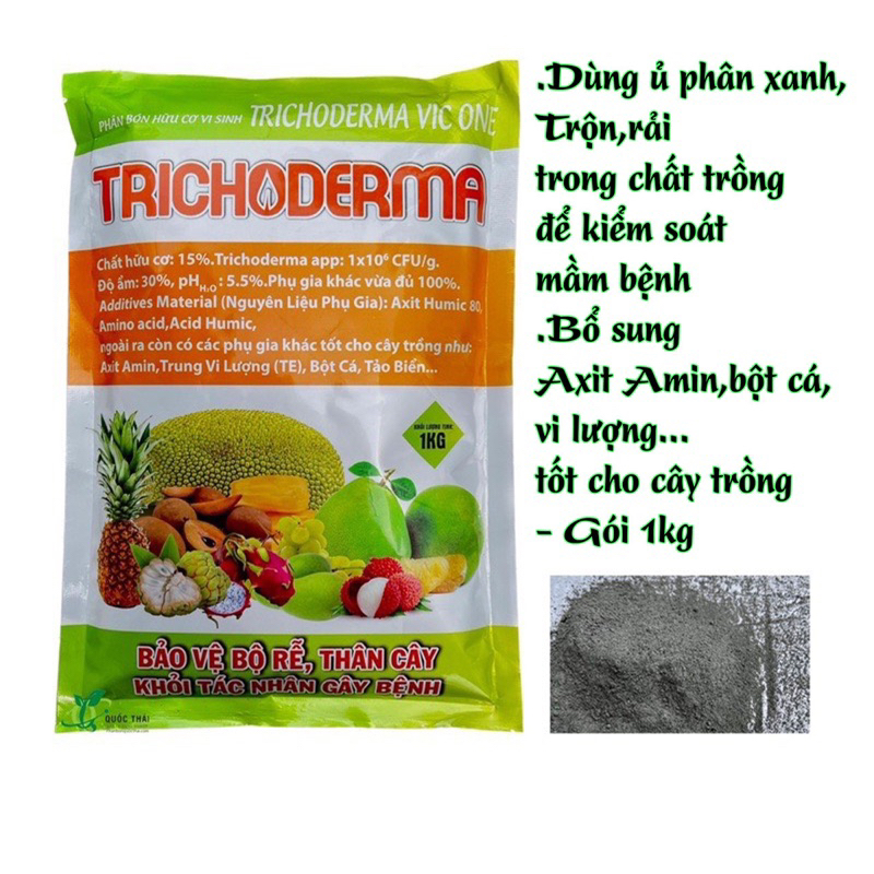 Gói 1kg Phân Hữu Cơ Trichoderma Men Vi Sinh Ngừa Vi Khuẩn Cây Trồng ,Tuyến Trùng Rễ, Ủ Phân Xanh