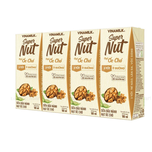 Sữa Đậu Nành Vinamilk Super Nut Hạt Óc Chó Lốc 4 Hộp 180ml