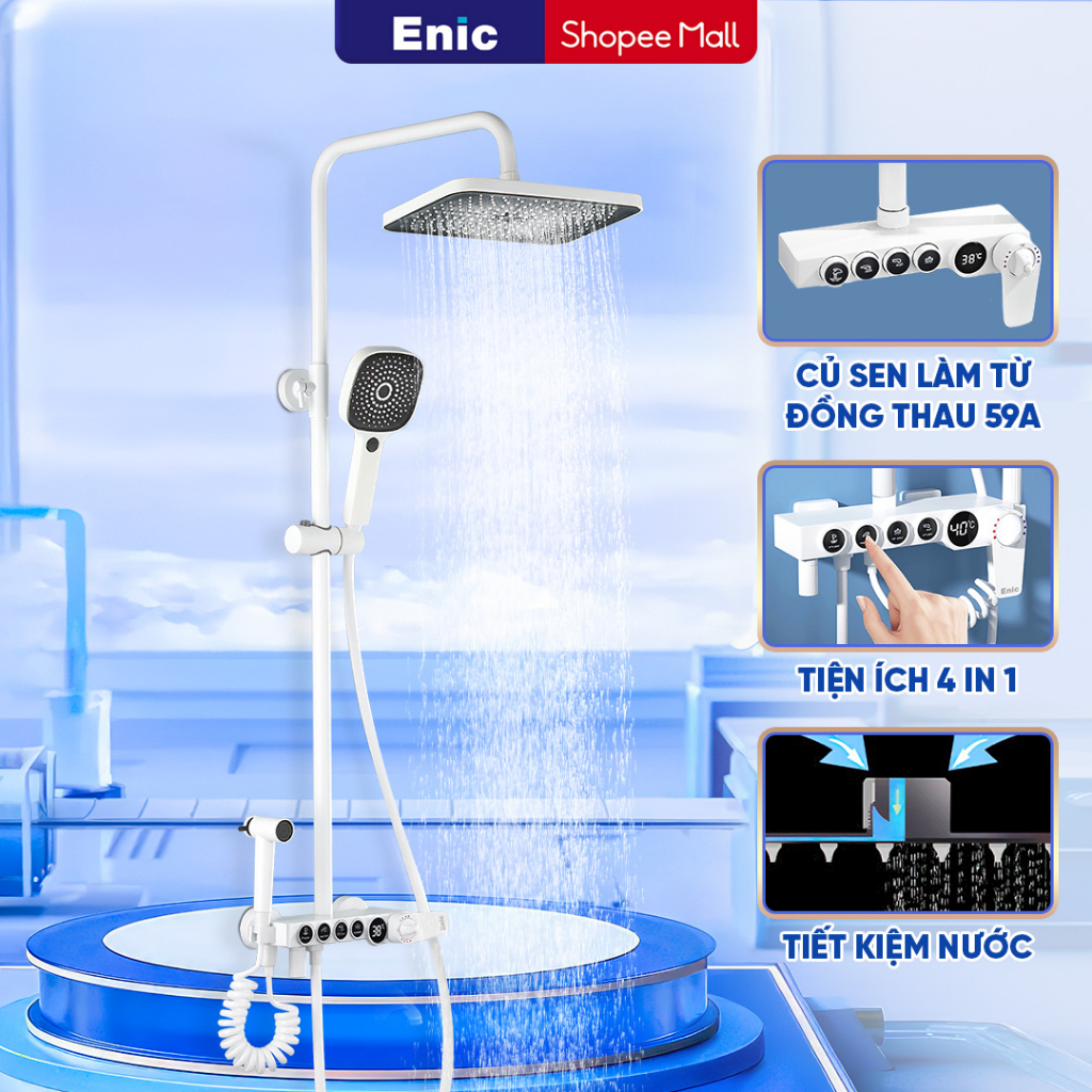 Bộ vòi hoa sen tắm đứng nóng lạnh ENIC KD - Điều khiển đèn LED hiển thị nhiệt độ thông minh - Tiết kiệm nước tới 40%