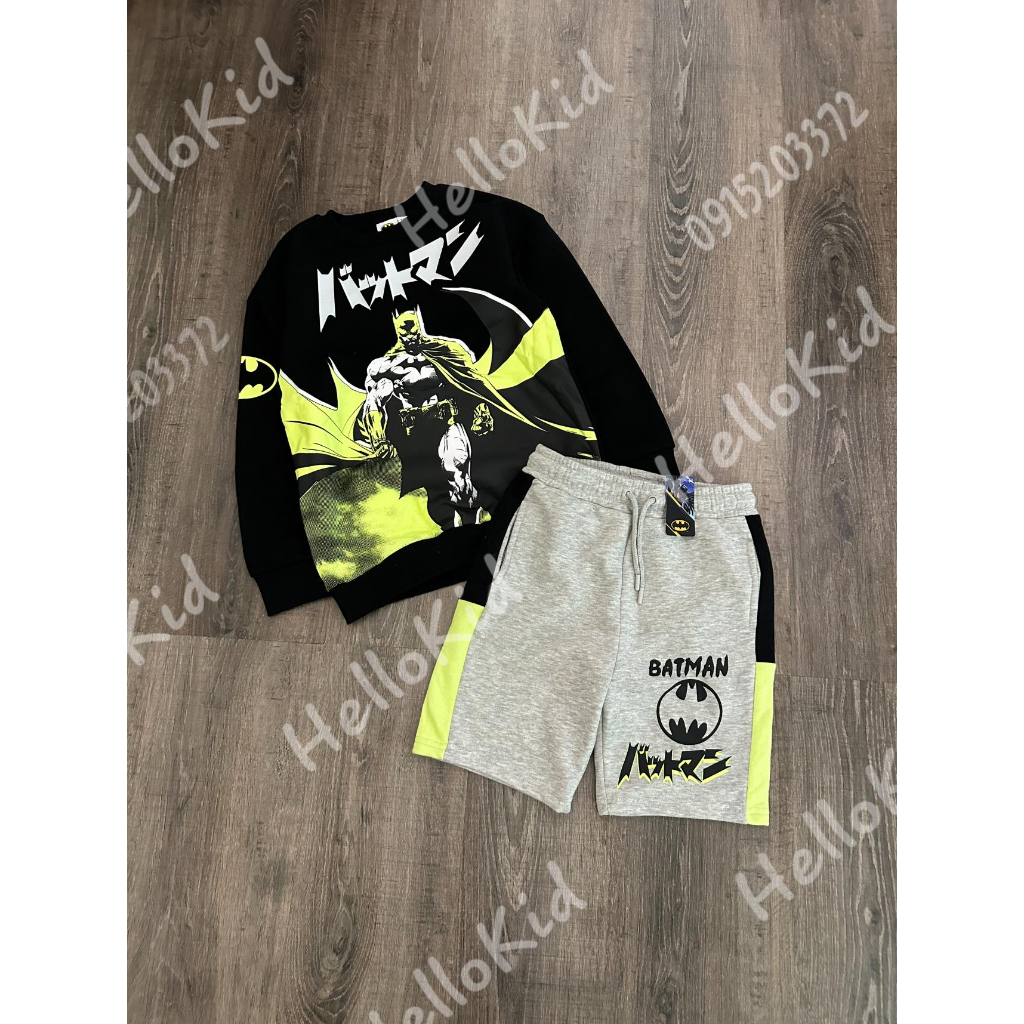 Bộ Batman quần short ghi đen bé trai