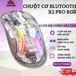  Chuột Không Dây Silent Attack Shark X2 PRO - LED RGB Trong Suốt Cực Đẹp Tương Thích Mọi Thiết Bị 