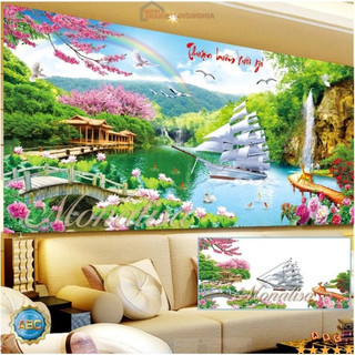Tranh đính đá - tranh thêu chữ thập thuận buồm xuôi gió