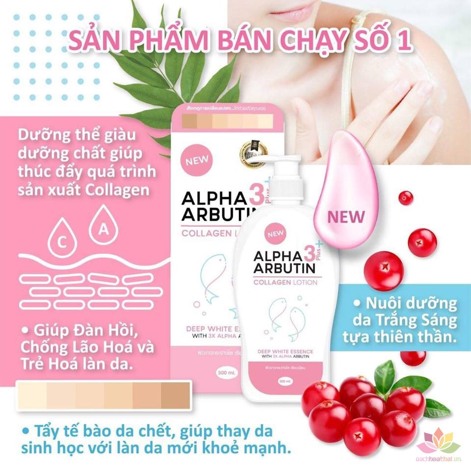 Kem trắng da body Alpha Arbutin sữa dưỡng thể kích trắng da từ 2-4 tone toàn thân cấp ẩm bổ sung collagen chống lão hoá