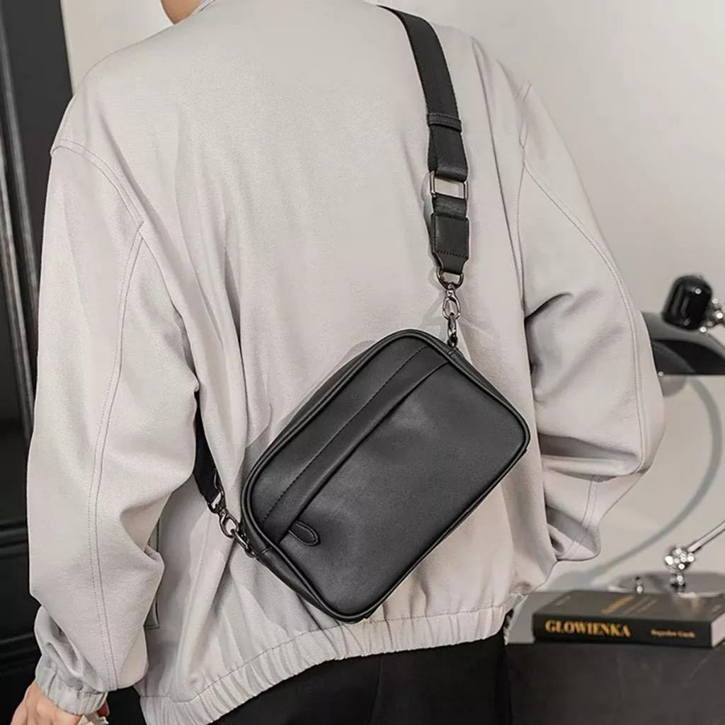 Túi đeo chéo da ipad kiểu ngang caro xanh C13 Shalla